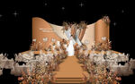 浪漫焦糖色奢华的婚礼舞台布置