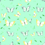 清新蝴蝶绿叶图案背景