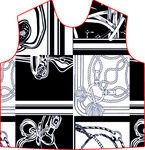 黑白几何链条图案服装设计图