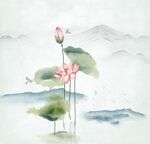 水墨画荷花水墨荷花