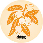 手绘枇杷果实枝叶图案