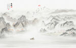 国画水墨山水风景画