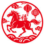 马年剪纸风吉祥图案