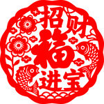 圆形福字剪纸图案