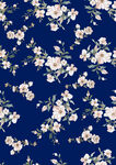 深蓝色底白色花卉图案