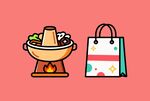 火锅与购物袋的趣味组合