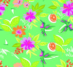 热带花卉蜂鸟图案背景