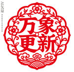 万象更新剪纸窗花新年玻璃静电贴