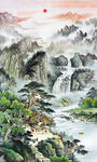 竖幅玄关山水画