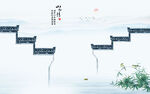 新中式水墨江南壁画背景图
