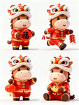喜庆牛年玩偶 