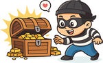 小偷觊觎宝箱中的财宝