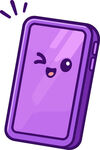 紫色卡通笑脸手机形象