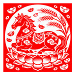 马年窗花剪纸艺术图案