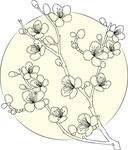 手绘梅花枝图案 矢量图