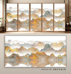 新中式山水屏风装饰画