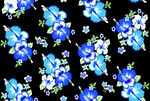 蓝白花卉黑色背景图案