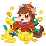 马年春节小马驹财源滚滚送大元宝