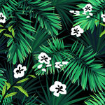 热带花卉与棕榈叶图案
