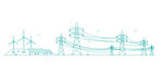 电力风力线稿矢量插画线描