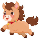 春节过年小马驹开心奔跑传统节日