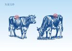 奶牛素描插画