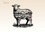 创意羊插画版画