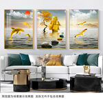 中式客厅三联画