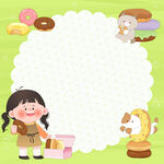 儿童食谱美食甜甜圈蛋糕便签边框