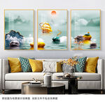 三联山水装饰画