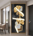 抽象简约轻奢树叶玄关装饰画