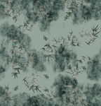 水墨风竹叶飞鸟图案