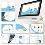 蓝白画册InDesign模板