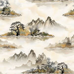 中式水墨山水风景图