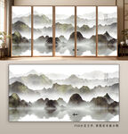 中式山水意境窗景装饰画