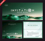 绿色山水主题邀请函设计模板