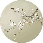 新中式花鸟玉兰