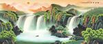 壮丽山水瀑布景观图
