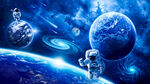 蓝色宇宙星球太空宇航员星空背景