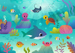 梦幻海底世界可爱海洋动物背景墙