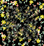 黑色背景上的多彩花卉图案