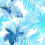 蓝调热带花卉植物图案