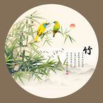 国画竹子花鸟画