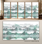 中式山水意境屏风背景图