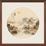 中式山水圆形装饰画