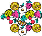 缤纷水果插画图案设计