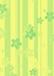 清新绿底花朵条纹背景图