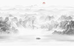 新中式水墨山水画