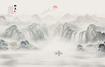 新中式屏风山水画