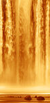 金色瀑布山水画